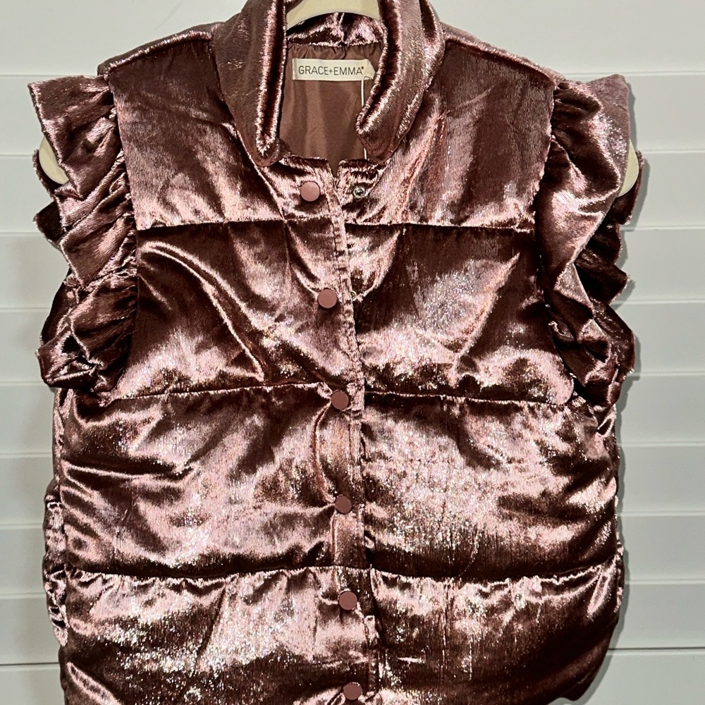 Grace + Emma Women's Metallic Pink Vest